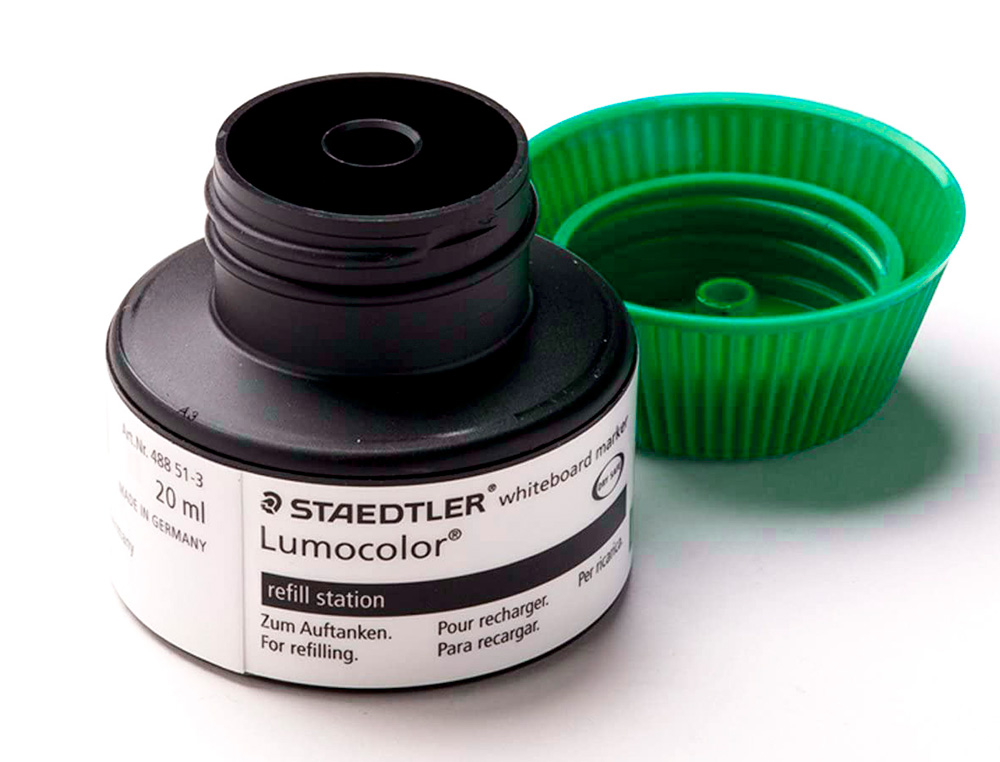 RECHARGE MARQUEUR PERMANENT STAEDTLER LUMOCOLOR 488 48 POUR MARQUEURS COMPACTS 348 FLACON 20ML COLORIS VERT