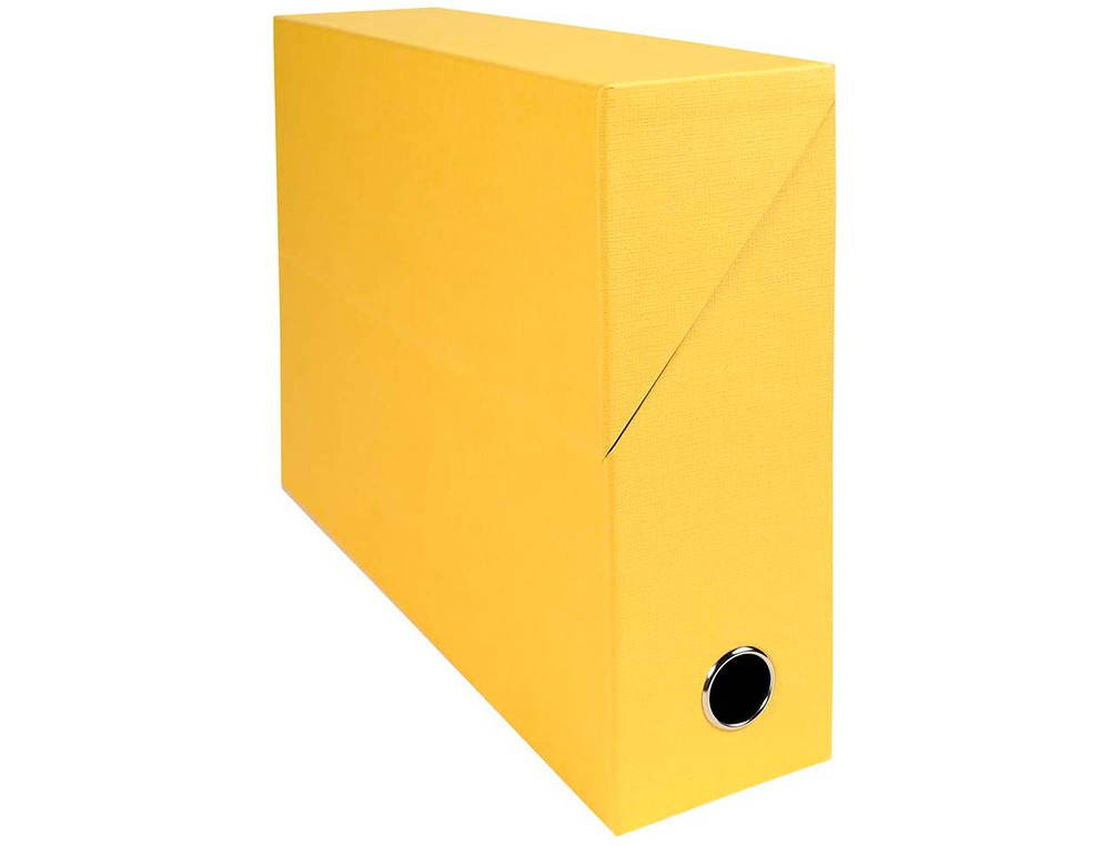 BOITE TRANSFERT EXACOMPTA IDERAMA CARTON RECOUVERT PAPIER TOILE 15/10E A4 25X33CM DOS 90MM OEILLET JAUNE