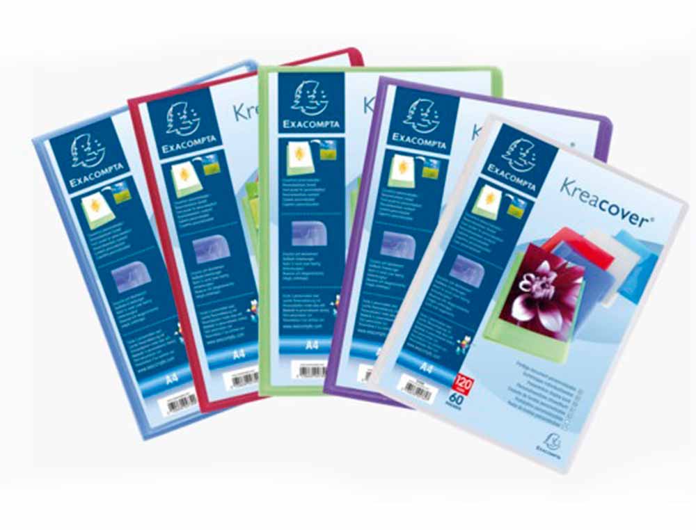 PROTEGE-DOCUMENTS PERSONNALISABLE EXACOMPTA POLYPROPYLENE SEMI-RIGIDE 24X32CM 120 VUES COLORIS