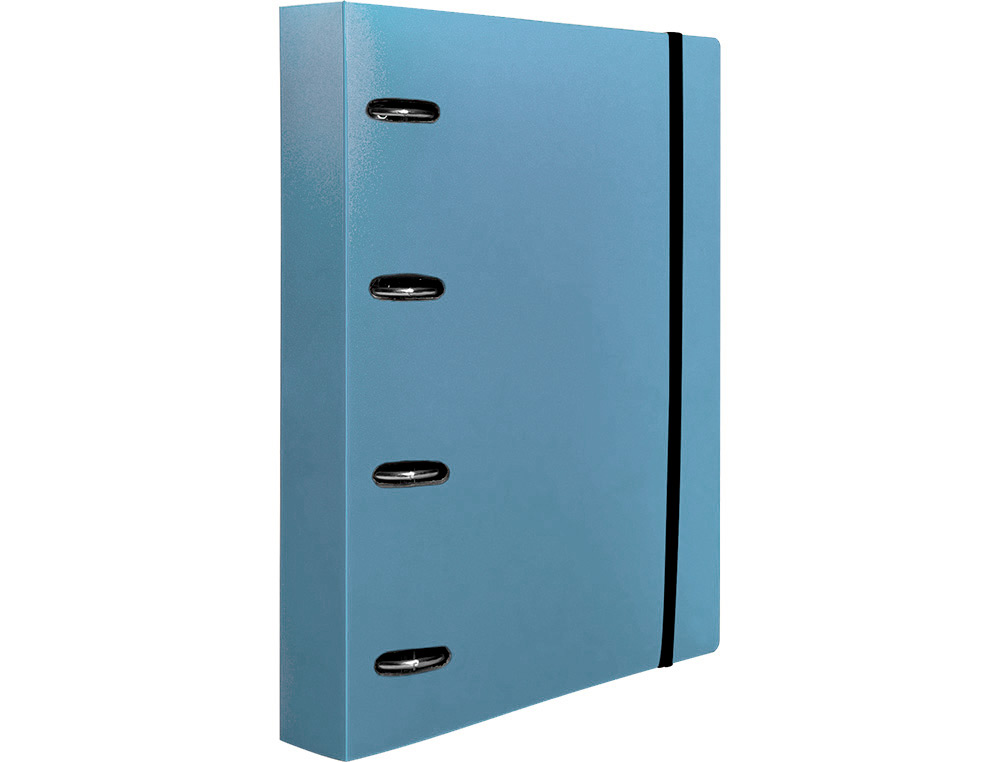 CLASSEUR LIDERPAPEL 4 ANNEAUX EN D 25MM A4 POLYPROPYLENE FEUILLETS MOBILES 100F 5X5MM COLORIS BLEU CIEL