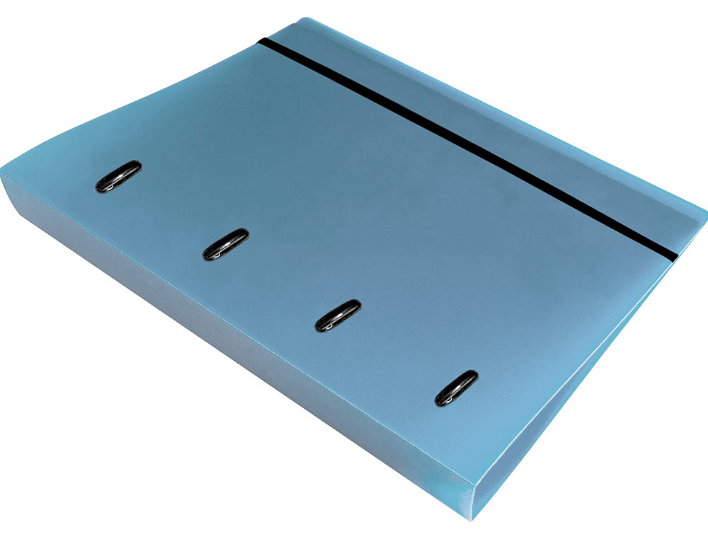 CLASSEUR LIDERPAPEL 4 ANNEAUX EN D 25MM A4 POLYPROPYLENE FEUILLETS MOBILES 100F 5X5MM COLORIS BLEU CIEL