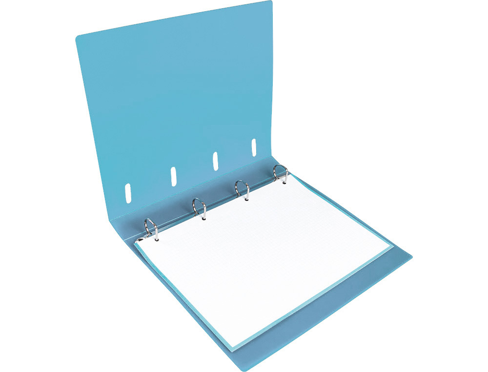 CLASSEUR LIDERPAPEL 4 ANNEAUX EN D 25MM A4 POLYPROPYLENE FEUILLETS MOBILES 100F 5X5MM COLORIS BLEU CIEL
