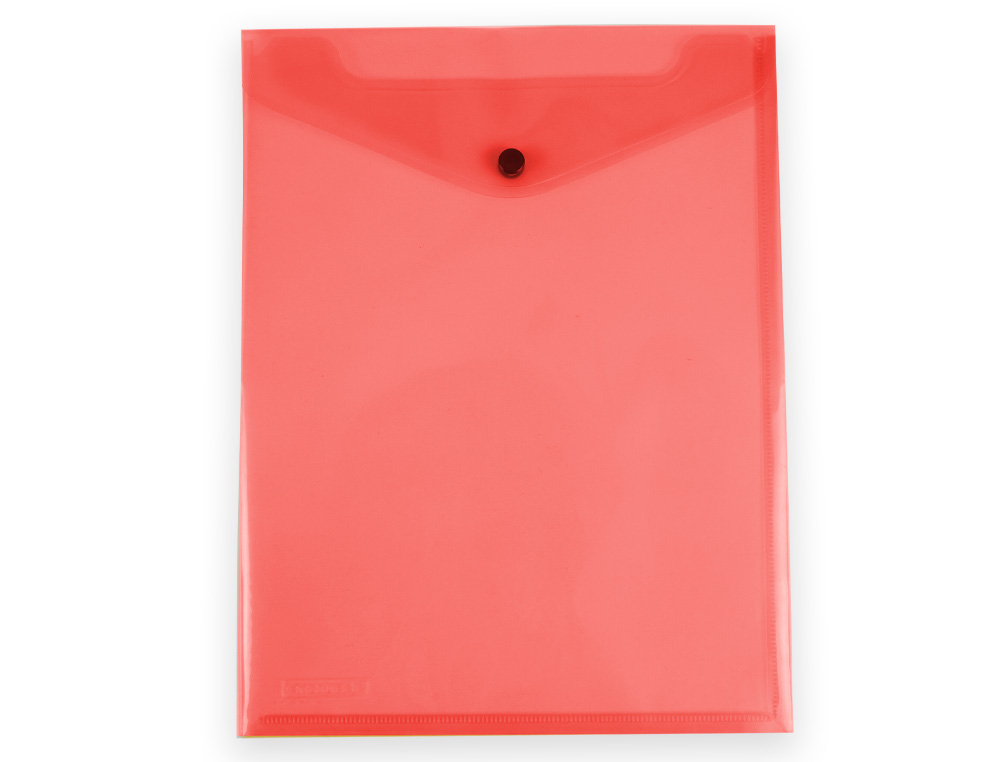 POCHETTE ENVELOPPE LIDERPAPEL POLYPROPYLENE 180 MICRONS A4 297X210MM AVEC SOUFFLET FERMETURE BOUTON ROUGE