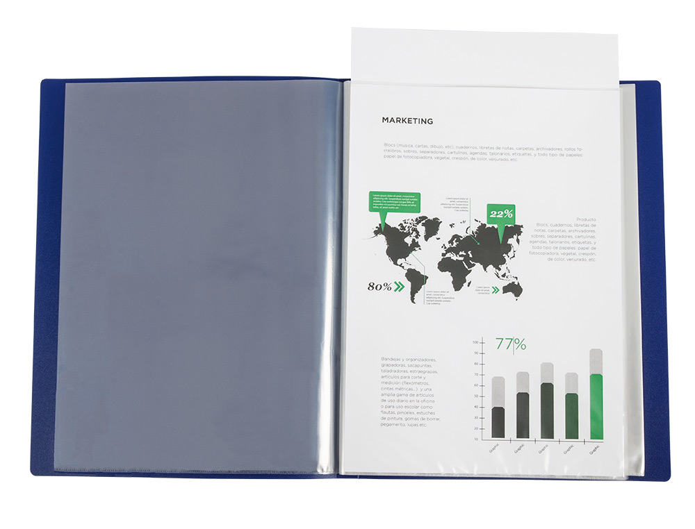 PROTEGE-DOCUMENTS LIDERPAPEL PERSONNALISABLE KANGOUROU     POLYPROPYLENE 30 POCHETTES    FIXES A4 COLORIS BLEU
