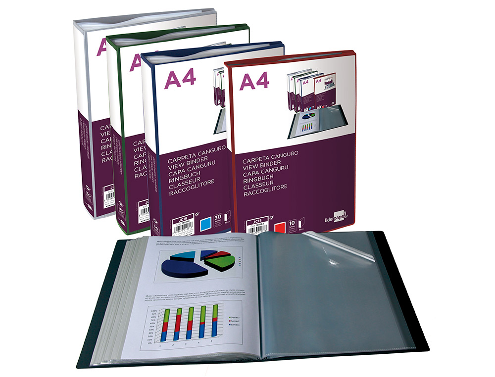 PROTEGE-DOCUMENTS LIDERPAPEL PERSONNALISABLE KANGOUROU     POLYPROPYLENE 30 POCHETTES    FIXES A4 COLORIS BLEU