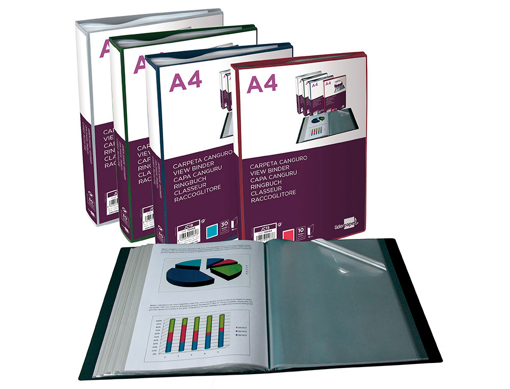 PROTEGE-DOCUMENTS LIDERPAPEL PERSONNALISABLE KANGOUROU POLYPROPYLENE 80 POCHETTES FIXES A4 COLORIS BLEU TRANSLUCIDE