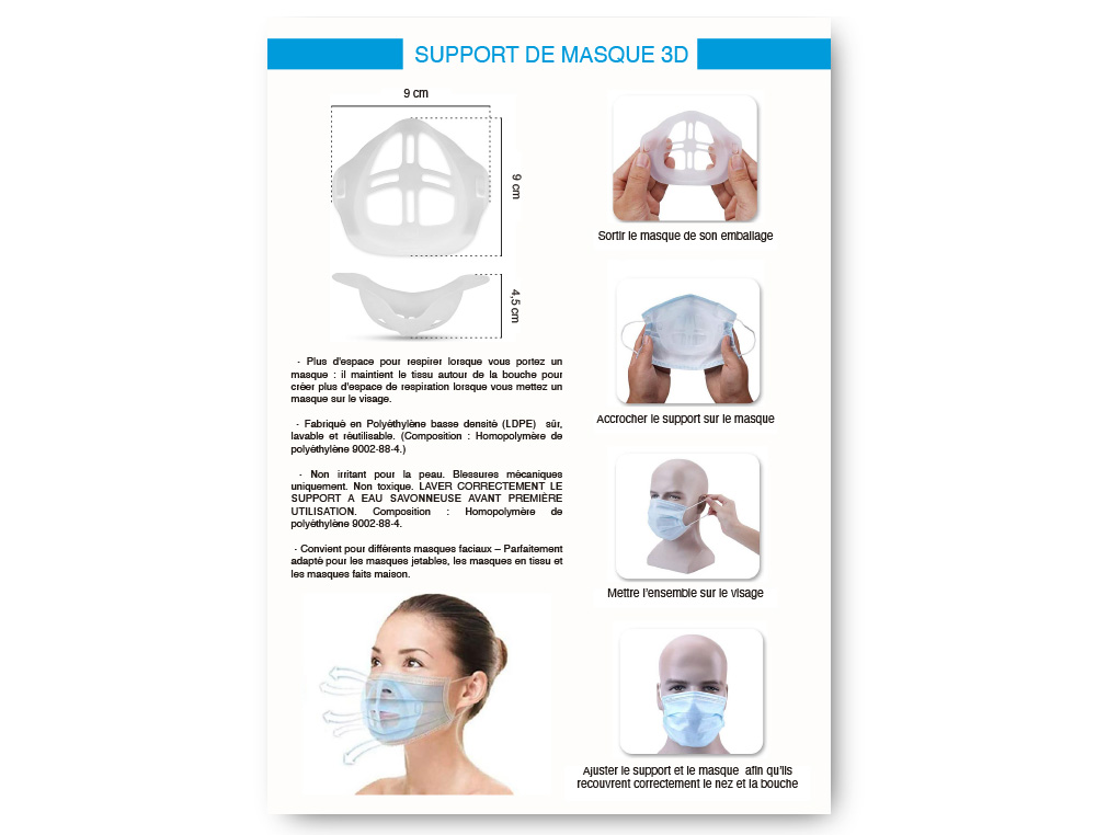 COQUE SUPPORT DE MASQUES CEPAP LA COURONNE             POLYETHYLENE BASSE DENSITE    LAVABLE ET REUTILISABLE