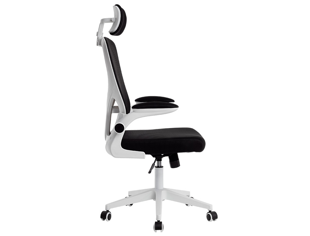 FAUTEUIL ERGONOMIQUE Q-CONNECT PALERMO MAILLE BASE NYLON HAUTEUR MAX 1300MM LARGEUR 630MM PROF 680MM NOIR ET BLANC
