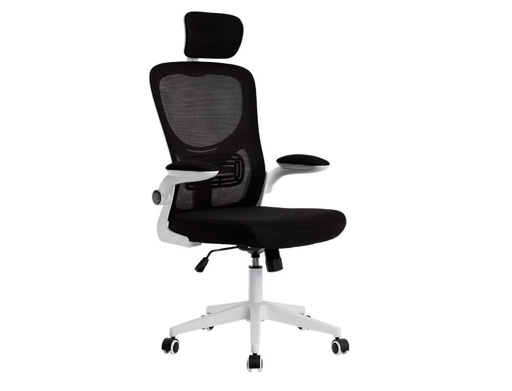FAUTEUIL ERGONOMIQUE Q-CONNECT PALERMO MAILLE BASE NYLON HAUTEUR MAX 1300MM LARGEUR 630MM PROF 680MM NOIR ET BLANC