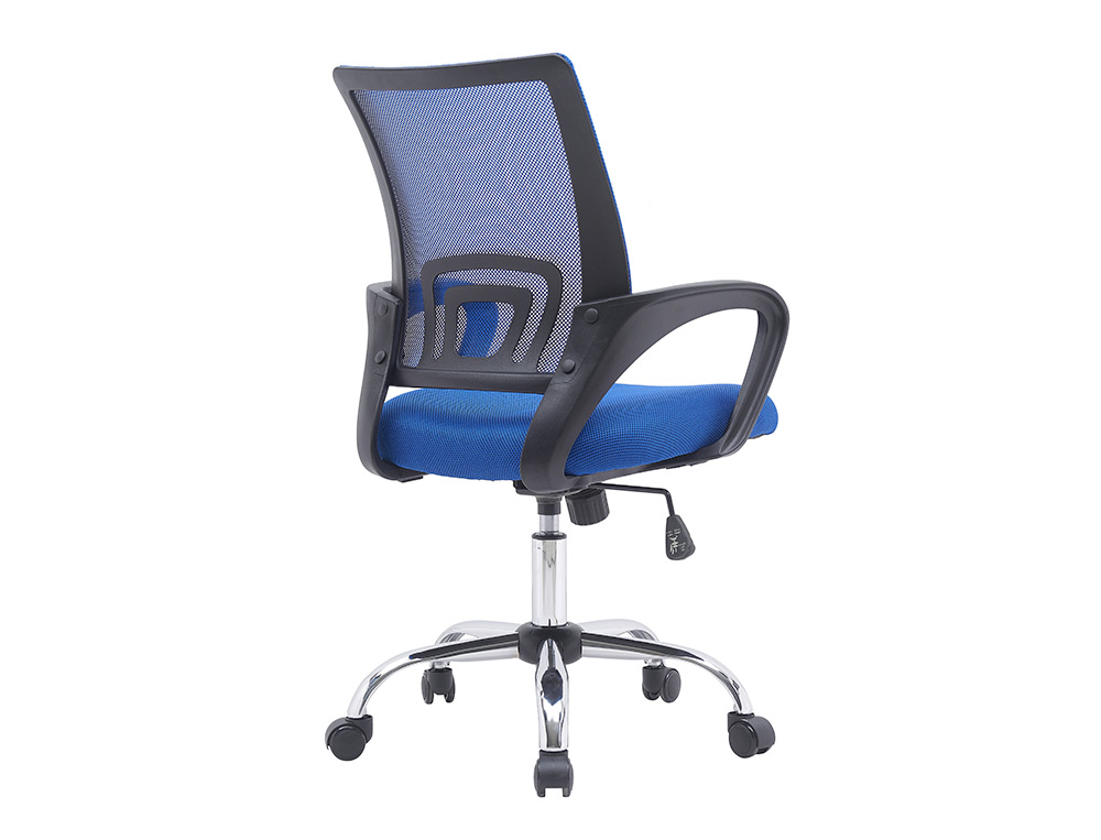 FAUTEUIL OPERATEUR Q-CONNECT SIENA MAILLE BASE METAL CHROME HAUTEUR MAX 1000MM LARGEUR 560MM PROF 570MM NOIR ET BLEU