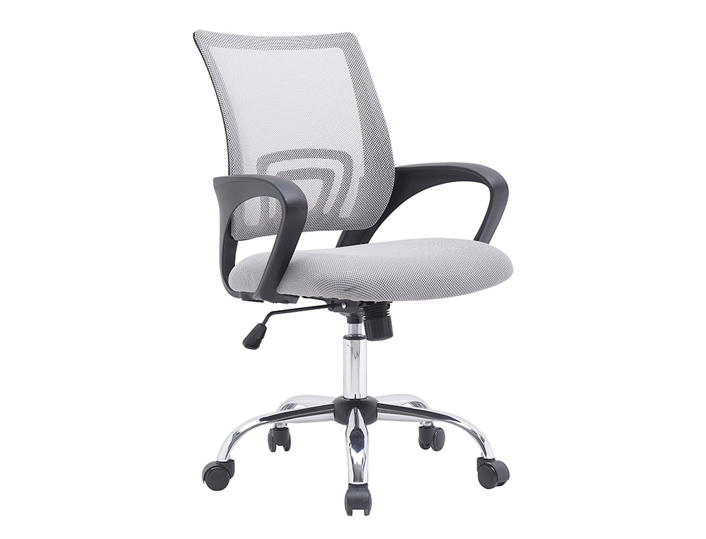 FAUTEUIL OPERATEUR Q-CONNECT SIENA MAILLE BASE METAL CHROME HAUTEUR MAX 1000MM LARGEUR 560MM PROF 570MM BLANC ET GRIS