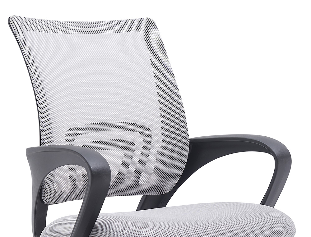 FAUTEUIL OPERATEUR Q-CONNECT SIENA MAILLE BASE METAL CHROME HAUTEUR MAX 1000MM LARGEUR 560MM PROF 570MM BLANC ET GRIS