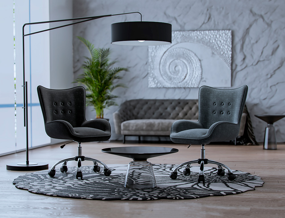 FAUTEUIL BUREAU Q-CONNECT MESSINA RECOUVERT TISSU BASE METAL CHROME HAUTEUR MAX 960MM LARGEUR 570MM PROF 620MM NOIR