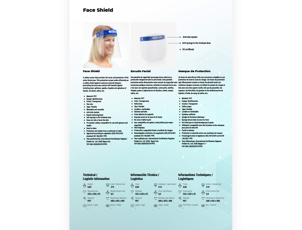 MASQUE FACIAL PROTECTEUR PREMIUM CERTIFIE CE