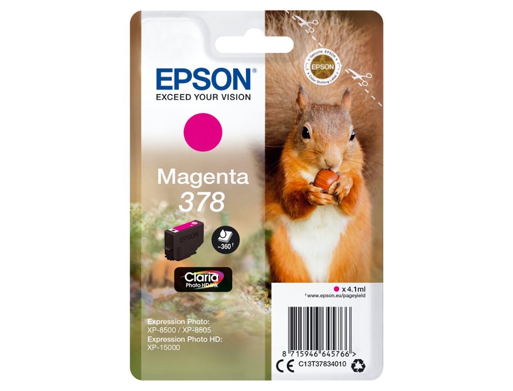 CARTOUCHE ENCRE EPSON 378 XP-8605 / 8606 / XP-15000 /   XP-8500 / 8505 COULEUR        MAGENTA 360 PAGES