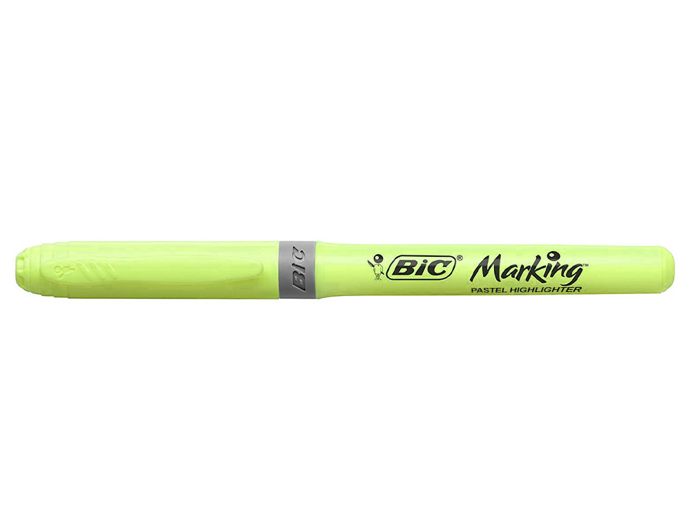 SURLIGNEUR BIC HIGHLIGHTER GRIP CAOUTCHOUC POINTE MOYENNE BISEAUTEE COLORIS VERT PASTEL