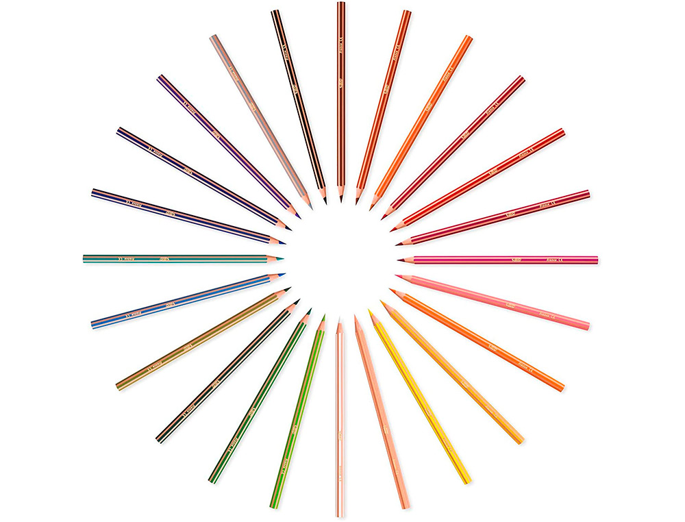 CRAYON DE COULEUR BIC BOIS FSC MINE HAUTE RESISTANCE AUX CHOCS COULEURS MISCIBLES ETUI 24 UNITES