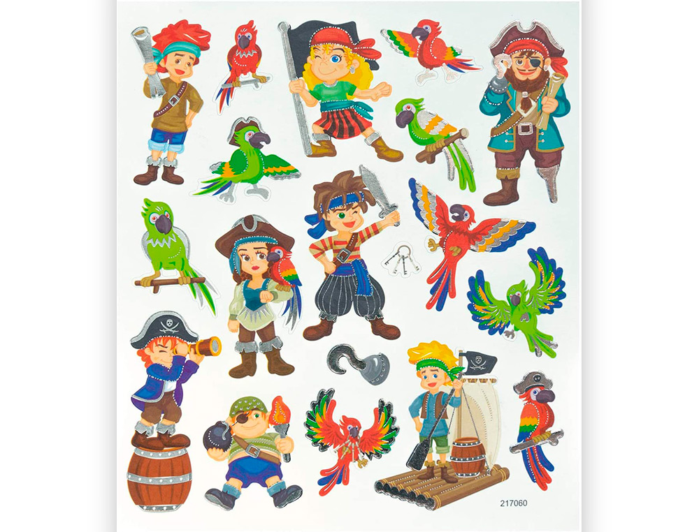 STICKER CHARMING FOLIA PIRATES 15X17CM 2 FEUILLES ASSORTIES 45 PIECES