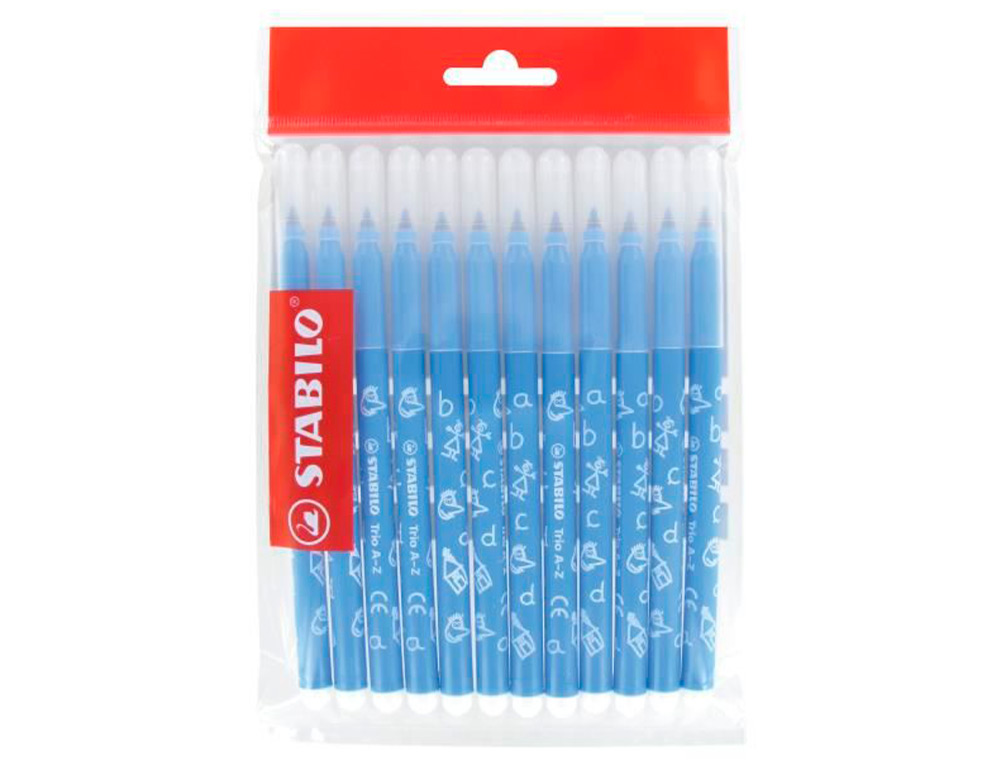 RECHARGE SCHOOLPACK FEUTRE DE COLORIAGE STABILO TRIO A-Z ENCRE LAVABLE POINTE MOYENNE 12 UNIT BL CIEL BE15/278-37811