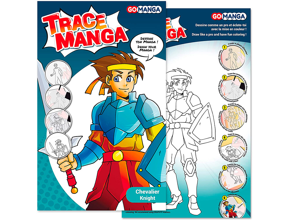TRACE-MANGA GO MANGA 2 POCHOIRS SILHOUETTE A TRACER TENUE VESTIMENTAIRE ET ACCESSOIRES MODELE GARCON
