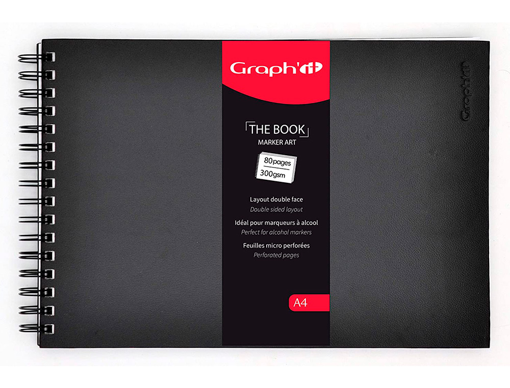 CARNET DE DESSIN GRAPH'IT ARTBOOK DOUBLE FACE A4 80 PAGES IDEAL MARQUEUR A ALCOOL