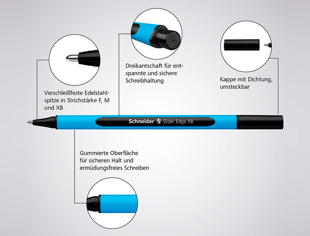 STYLO-BILLE SCHNEIDER SLIDER EDGE POINTE MOYENNE COLORIS NOIR