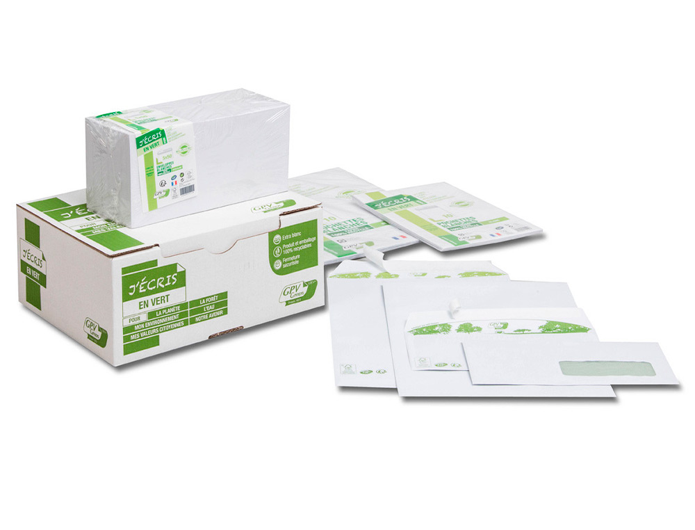 ENVELOPPE GPV C5 BANDE DE PROTECTION 80G RECYCLES 162X229 BLANCHE BOITE DE 200
