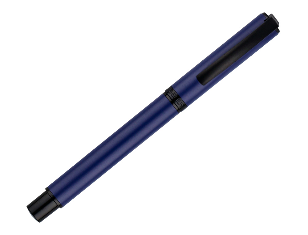 ROLLER BELIUS TURBO ALUMINIUM TEXTURE POINTILLEE ATTRIBUTS NOIR ENCRE NOIRE COLORIS BLEU DANS COFFRET CADEAU