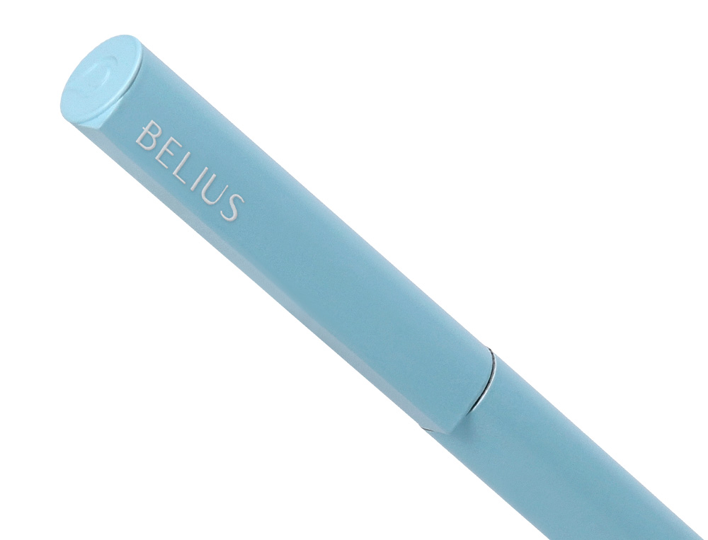 STYLO-BILLE BELIUS ROCKET B MONOCHROME SANS AGRAFE ENCRE BLEUE COLORIS BLEU DANS COFFRET CADEAU ORIGINAL CYLINDRIQUE