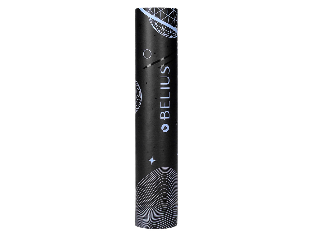STYLO-BILLE BELIUS ROCKET B MONOCHROME SANS AGRAFE ENCRE BLEUE COLORIS BLEU DANS COFFRET CADEAU ORIGINAL CYLINDRIQUE