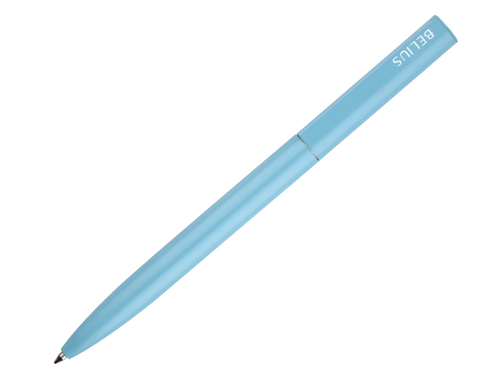 STYLO-BILLE BELIUS ROCKET B MONOCHROME SANS AGRAFE ENCRE BLEUE COLORIS BLEU DANS COFFRET CADEAU ORIGINAL CYLINDRIQUE