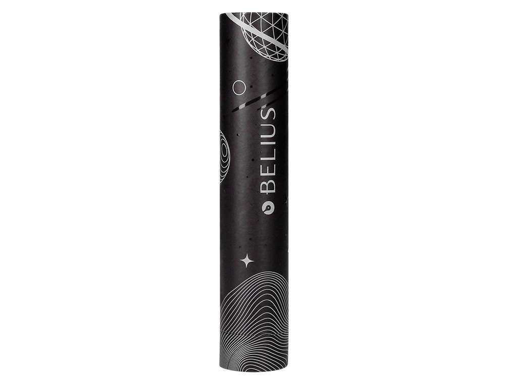 STYLO-BILLE BELIUS ROCKET B MONOCHROME SANS AGRAFE ENCRE BLEUE COLORIS GRIS DANS COFFRET CADEAU ORIGINAL CYLINDRIQUE