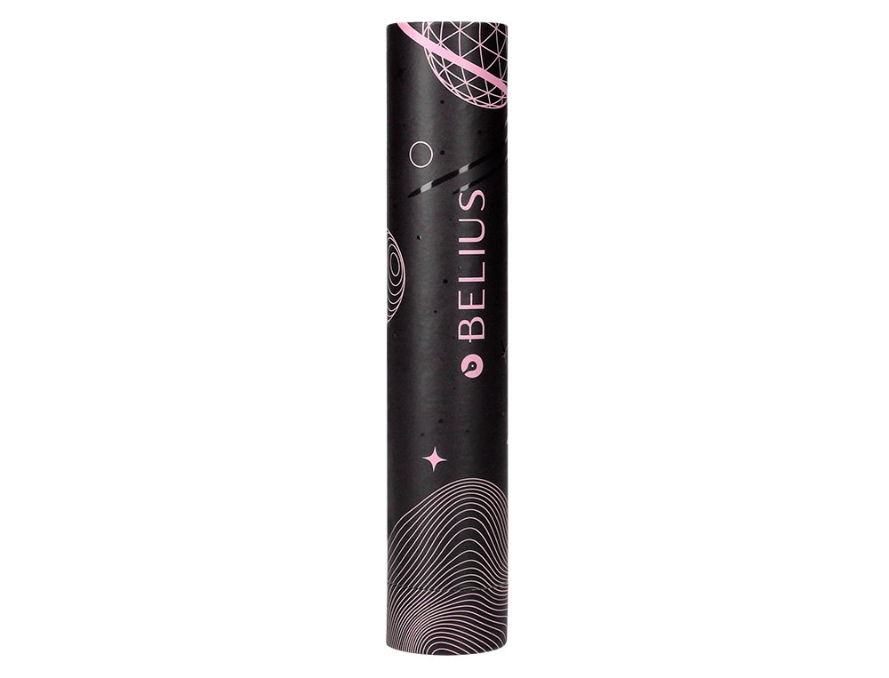 STYLO-BILLE BELIUS ROCKET B MONOCHROME SANS AGRAFE ENCRE BLEUE COLORIS ROSE DANS COFFRET CADEAU ORIGINAL CYLINDRIQUE