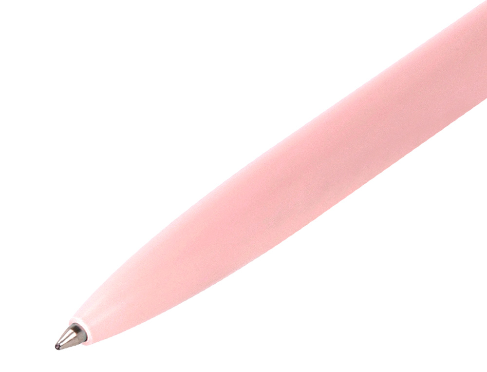 STYLO-BILLE BELIUS ROCKET B MONOCHROME SANS AGRAFE ENCRE BLEUE COLORIS ROSE DANS COFFRET CADEAU ORIGINAL CYLINDRIQUE