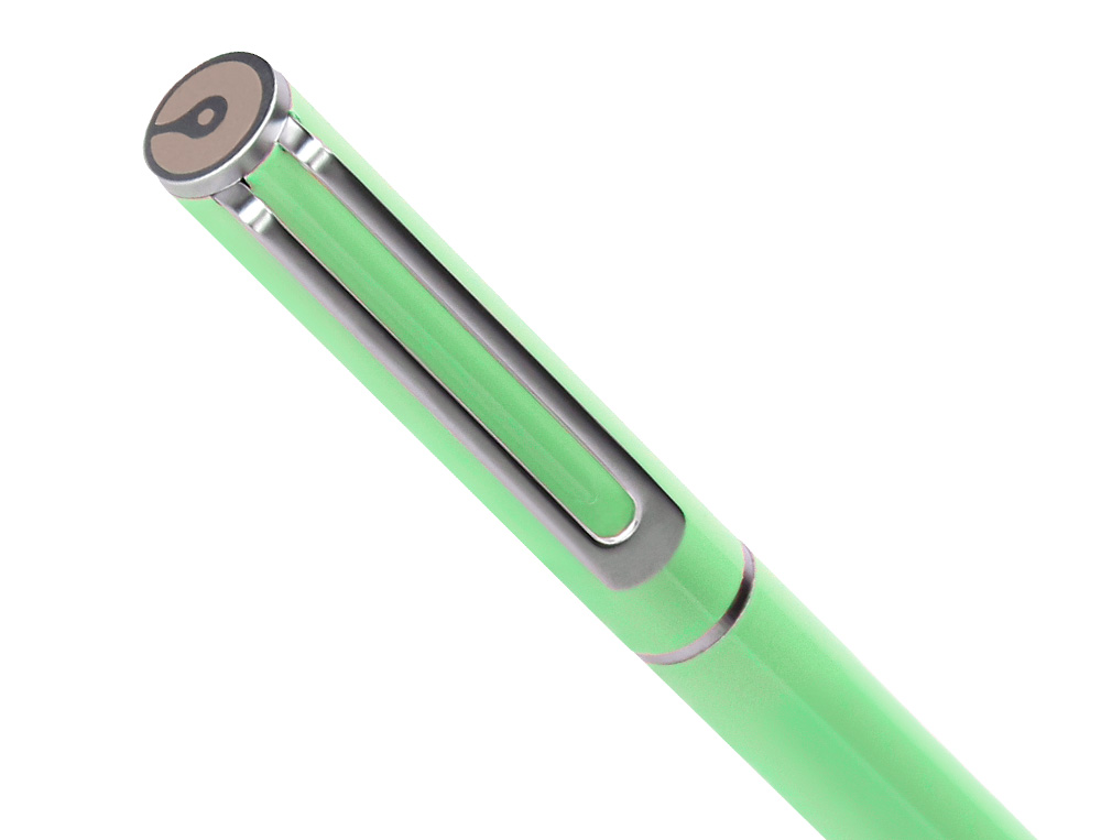 PARURE STYLO-BILLE ET ROLLER BELIUS ENDLESS SUMMER ALUMINIUM ATRIBUTS ARGENT ENCRE BLEUE COLORIS VERT COFFRET CADEAU