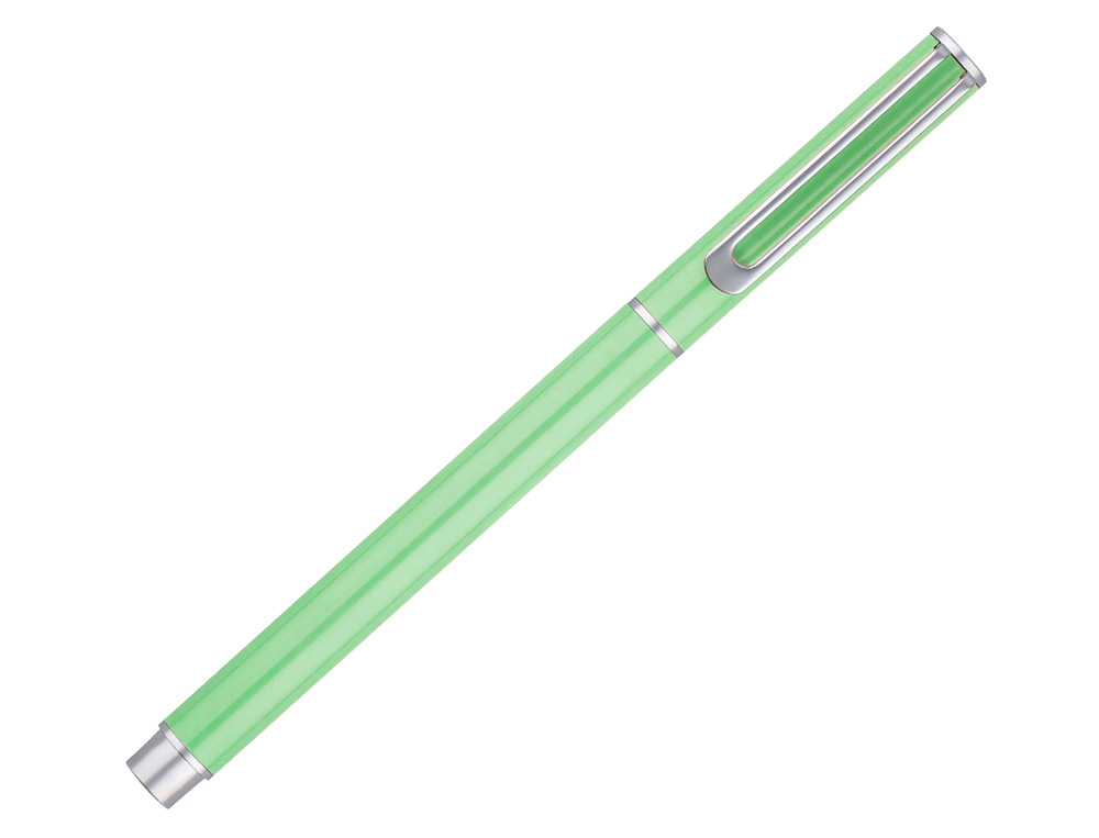 PARURE STYLO-BILLE ET ROLLER BELIUS ENDLESS SUMMER ALUMINIUM ATRIBUTS ARGENT ENCRE BLEUE COLORIS VERT COFFRET CADEAU