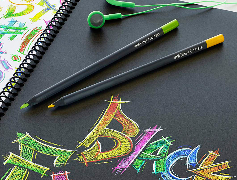 CRAYON COULEUR FABER CASTELL TRIANGULAIRE BLACK EDITION EN BOIS NOIR POCHETTE DE 36