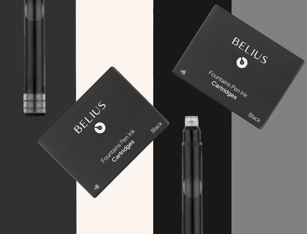 RECHARGE STYLO-PLUME BELIUS ENCRE COLORIS NOIRE BOITE 6 CARTOUCHES