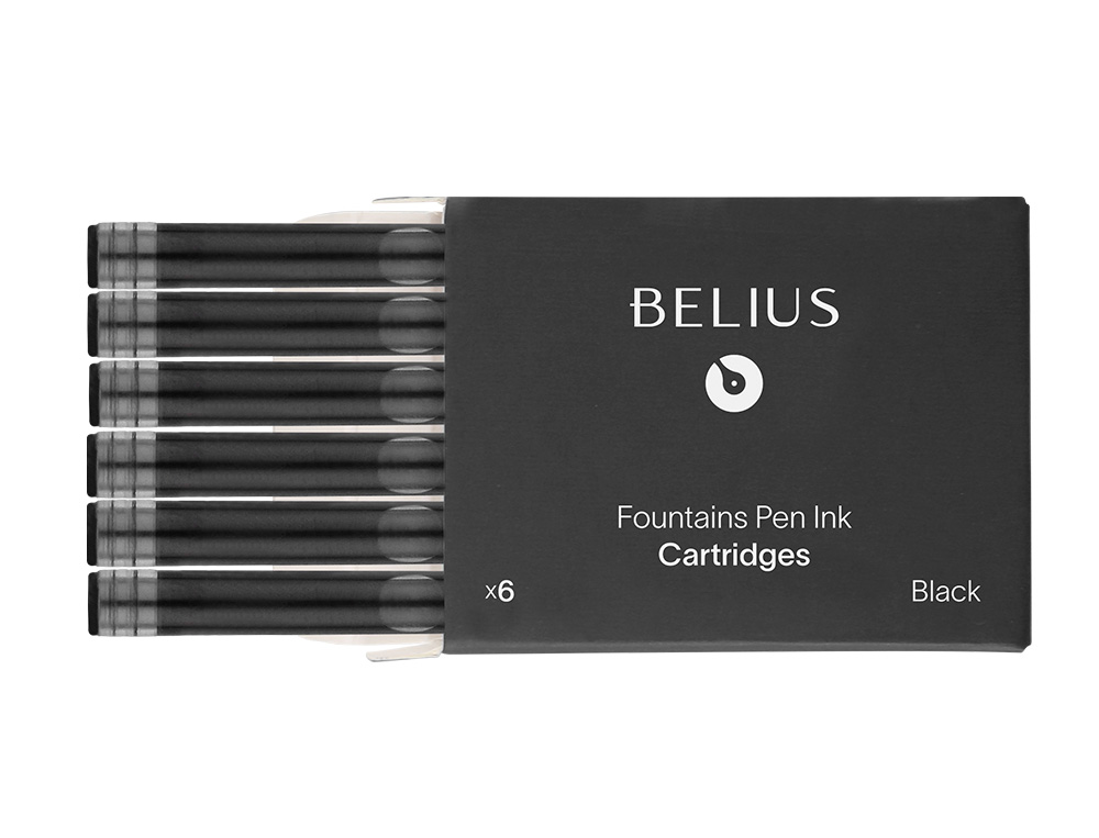 RECHARGE STYLO-PLUME BELIUS ENCRE COLORIS NOIRE BOITE 6 CARTOUCHES