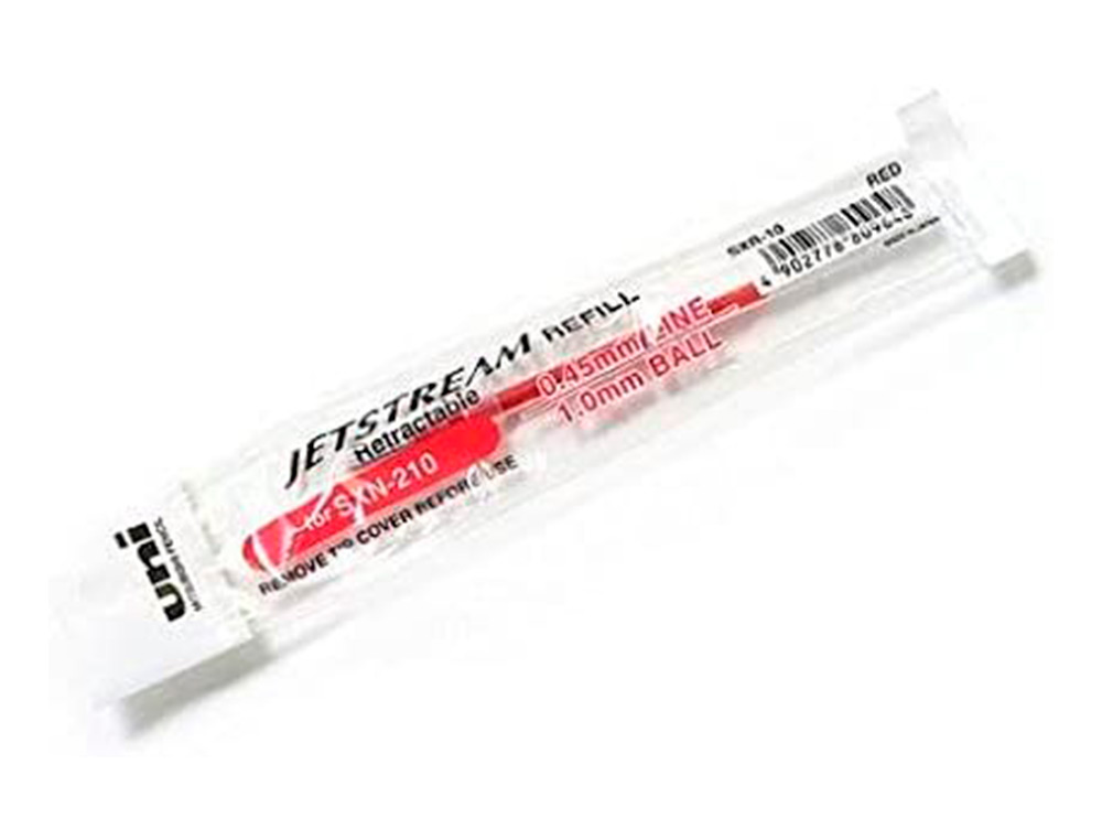 RECHARGE ROLLER UNIBALL JETSTREAM POINTE MOYENNE 1 MM 3 COULEUR ENCRE ENCRE SECHAGE INSTANTANE GLISSE ROUGE