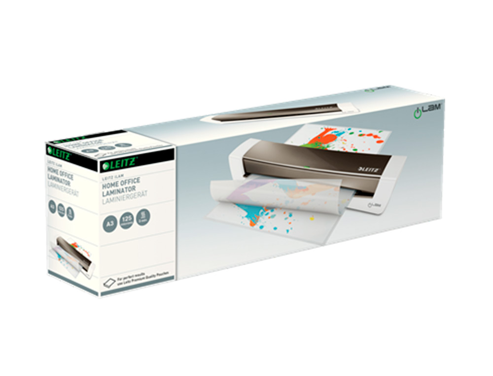 PLASTIFIEUSE LEITZ ILAM HOME OFFICE A3 PRÉCHAUFFAGE 3MIN POUR POCHETTES 80 À 125 MICRONS GRIS FONCÉ