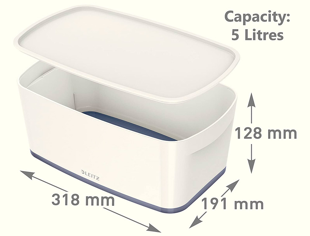 BAC RANGEMENT LEITZ MYBOX FORMAT A5 5L 318X128X3191MM BLANC GRIS