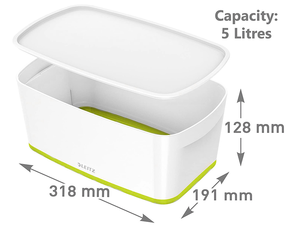 BAC RANGEMENT LEITZ MYBOX FORMAT A5 5L 318X128X3191MM BLANC VERT