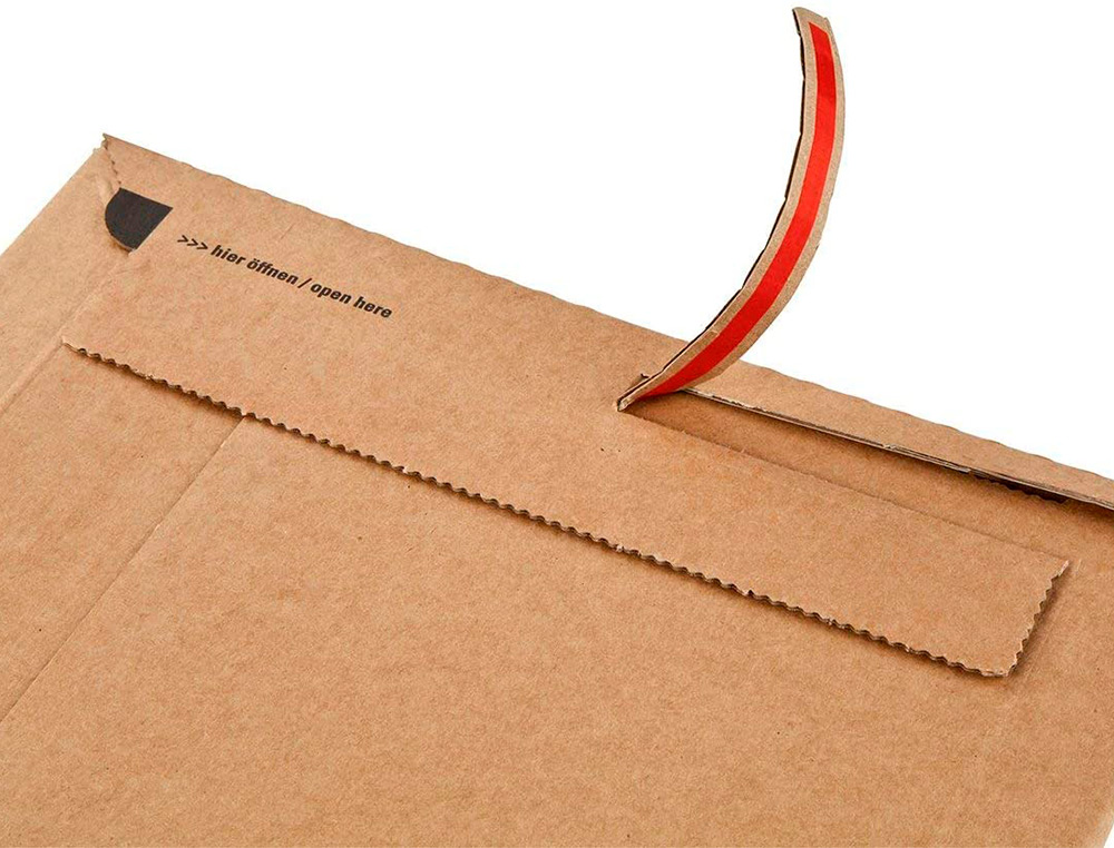 POCHETTE EXPEDITION COLOMPAC CARTON ONDULE BANDE ADHESIVE 570X420X50MM