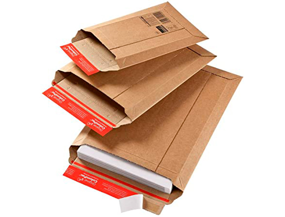 POCHETTE EXPEDITION COLOMPAC CARTON ONDULE BANDE ADHESIVE 570X420X50MM