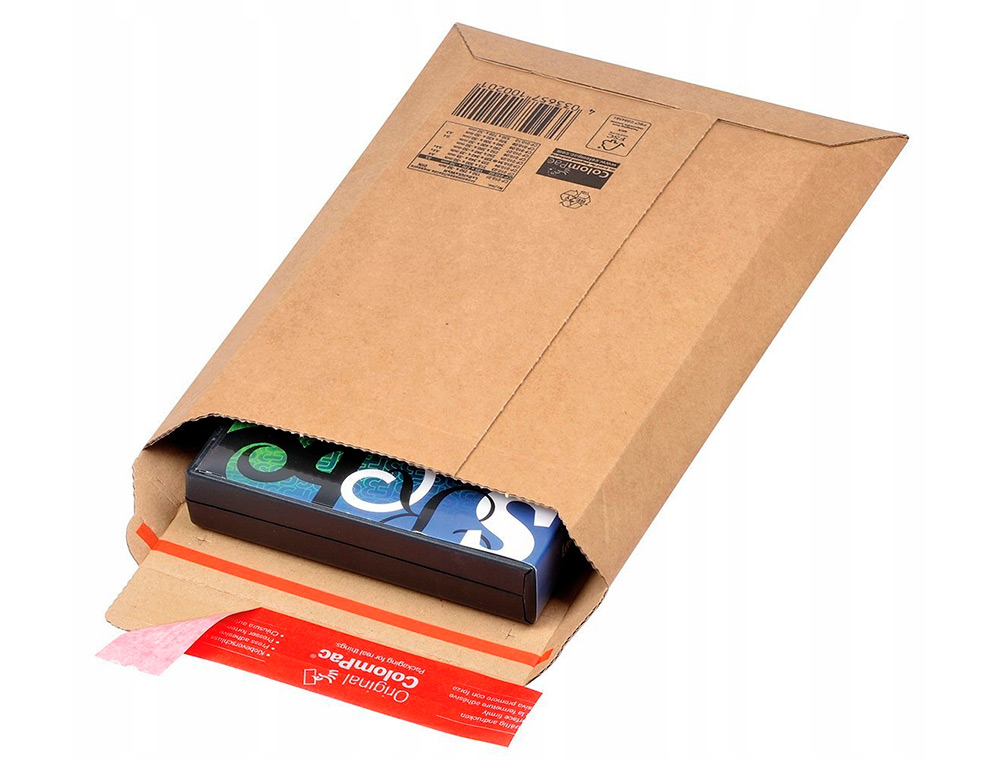 POCHETTE EXPEDITION COLOMPAC CARTON ONDULE BANDE ADHESIVE 530X720X50MM