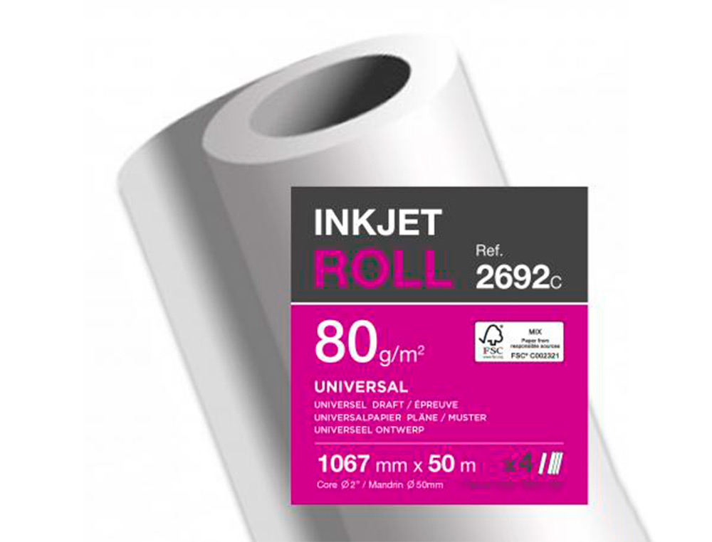 PAPIER CLAIREFONTAINE PLAN EXTRA BLANC LARGEUR           50MX1067MM 80G APPLICATION    JET D'ENCRE QUALITE PHOTO
