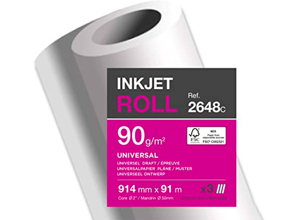 PAPIER CLAIREFONTAINE PLAN EXTRA BLANC LARGEUR 91MX914MM 90G APPLICATION JET D'ENCRE QUALITE PHOTO BOBINE