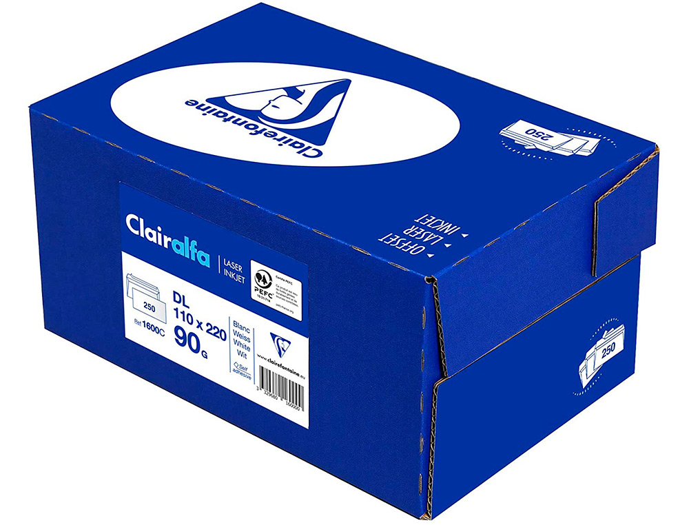 ENVELOPPE CLAIREFONTAINE BANDE DE PROTECTION 90G       110X220MM BLANCHE  BOITE DE   250 UNITES
