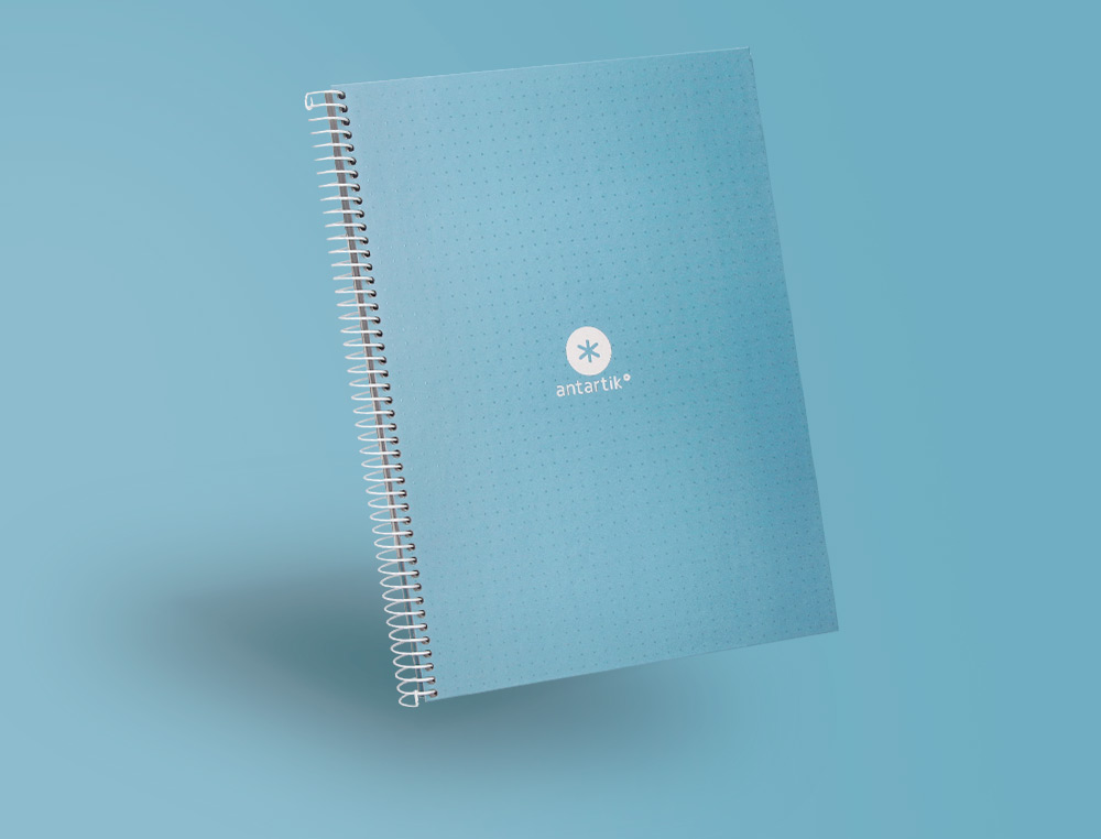 CAHIER SPIRALE ANTARTIK A4 80P 90G COUVERTURE CARTONEE   REGLURE DOT 4 TROUS COLORIS   BLEU CIEL